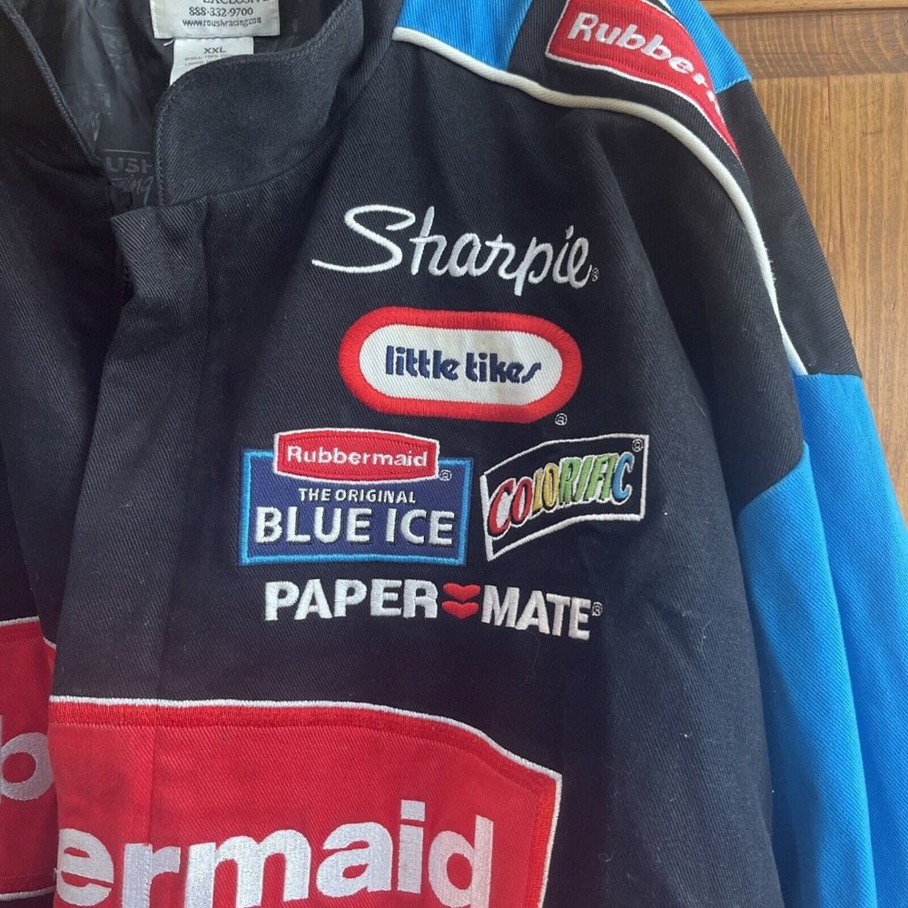 VINTAGE XXL Black Red And Blue Rubbermaid NASCAR Jacket Rousch Racing Exclusive - Picture 12 of 12